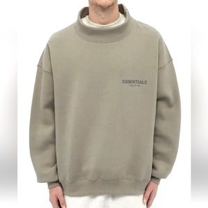 Fear of God Essentials Khaki Mock Neck Pullover Sweatshirt